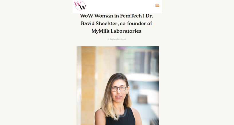 Dr. Ravid Shechter Spotlighted as a WoW Woman in FemTech