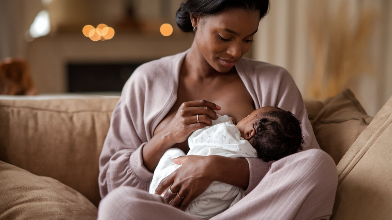 Breastfeeding mother wormly looking at her breastfeeding baby