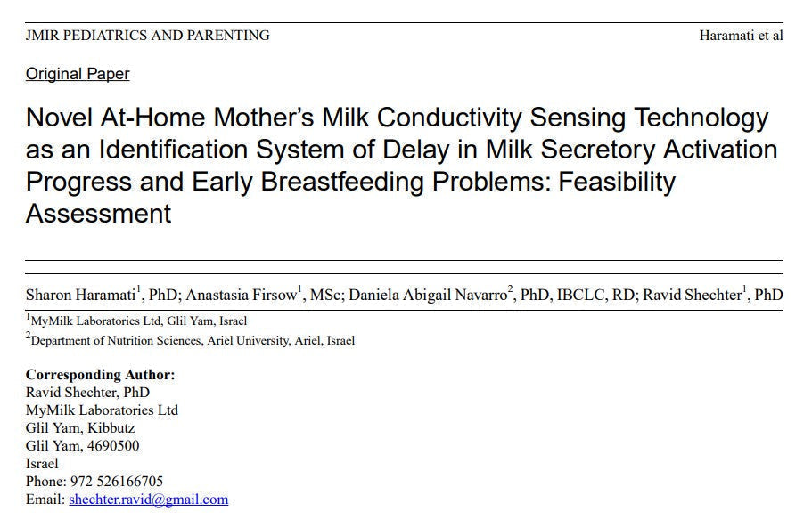 Novel at-home mother's milk conductivity sensing technology as an identification system of delay in milk secretory activation progress and early breastfeeding problems
